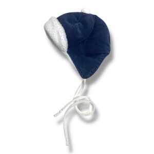 Navy Blue Kids Winter Corduroy Hat Vintage 90’s Fleece Cap Unisex Toddler